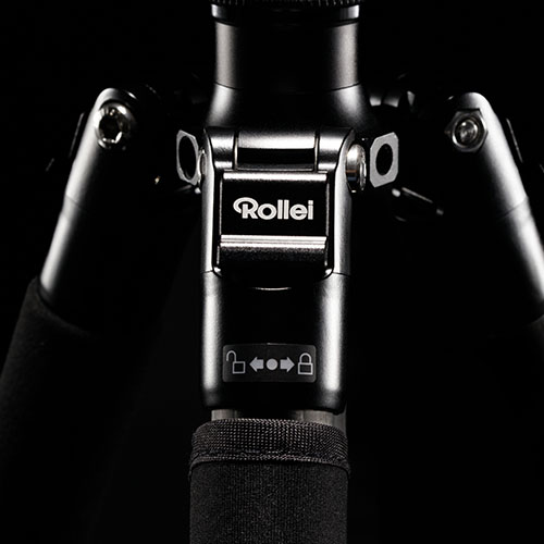 Rollei C5i und C6i Carbonstativ: Detail der Stativschulter mit Verriegelung