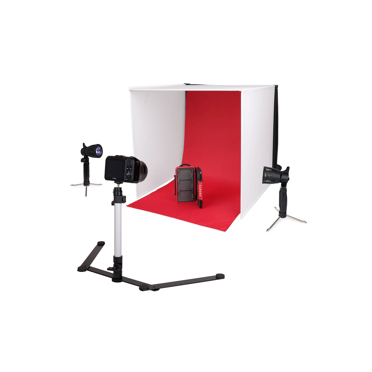 Caruba tragbares Fotostudio 50x50x50cm mit separaten Halogenlampen