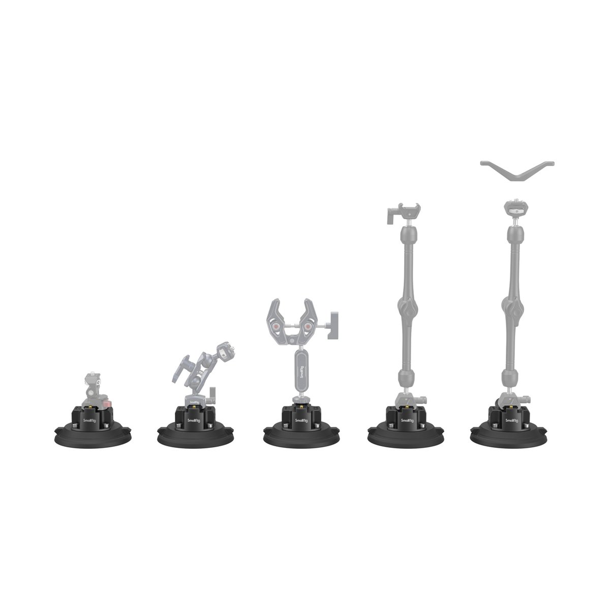 SmallRig 4122B 4" Saugnapf- Kamerahalterung - FÜNF KONFIGURATIONEN DER SAUGNAPF-HALTERUNG MIT UNTERSCHIEDLICHEN ADAPTERN UND ARMEN