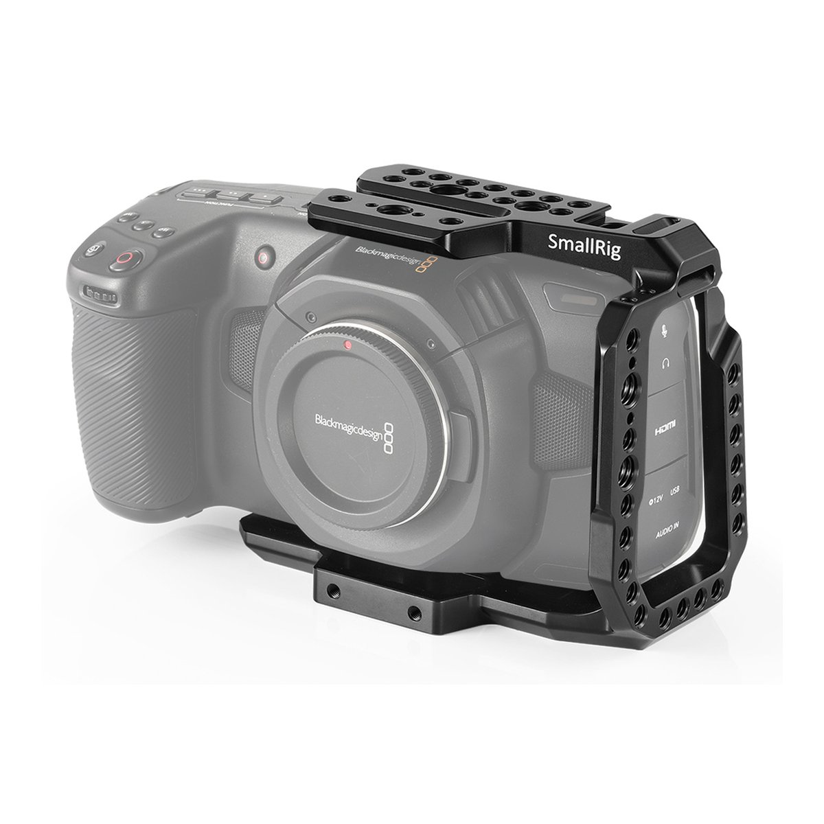 SmallRig 2254B Halbkäfig für BMPCC 4K/6K - Anwendungsbeispiel SmallRig Kamerakäfig an Kamera