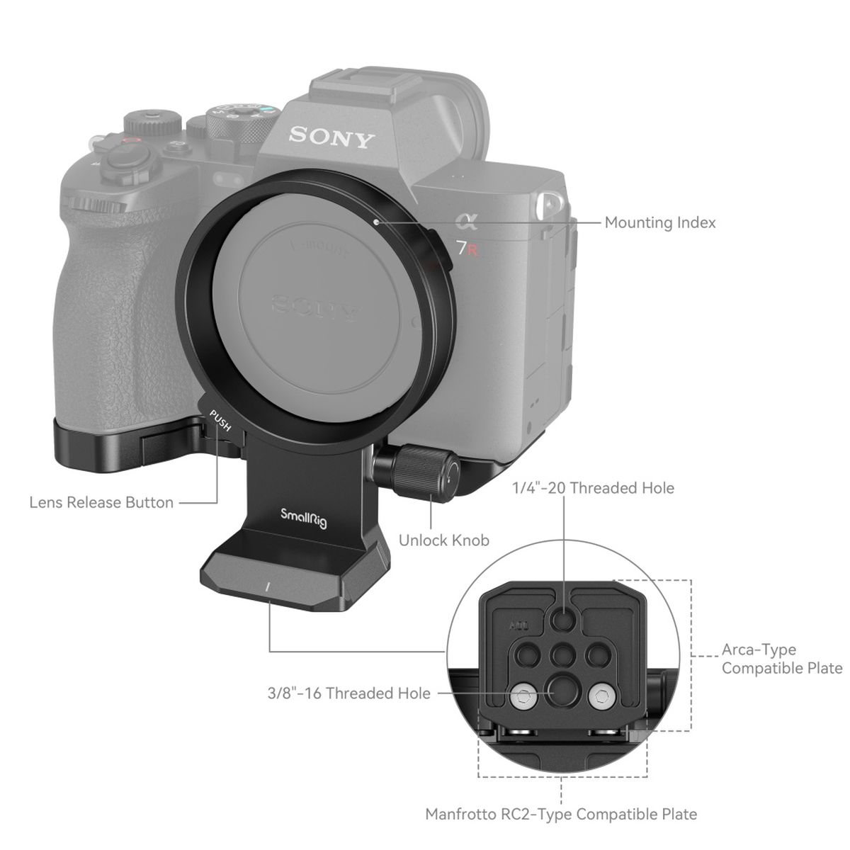SmallRig 4148 Drehbares Horizontal-zu-Vertikal-Montageplatten-Kit für Sony Alpha 7R V / Alpha 7 IV / Alpha 7S III / Alpha 7R IV