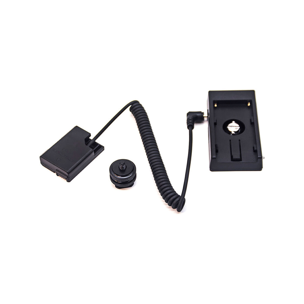 Caruba Volldecodierungs-Akku-Dummy mit Spiralkabel für Nikon EN-EL14 und F970 Akku-Adapter