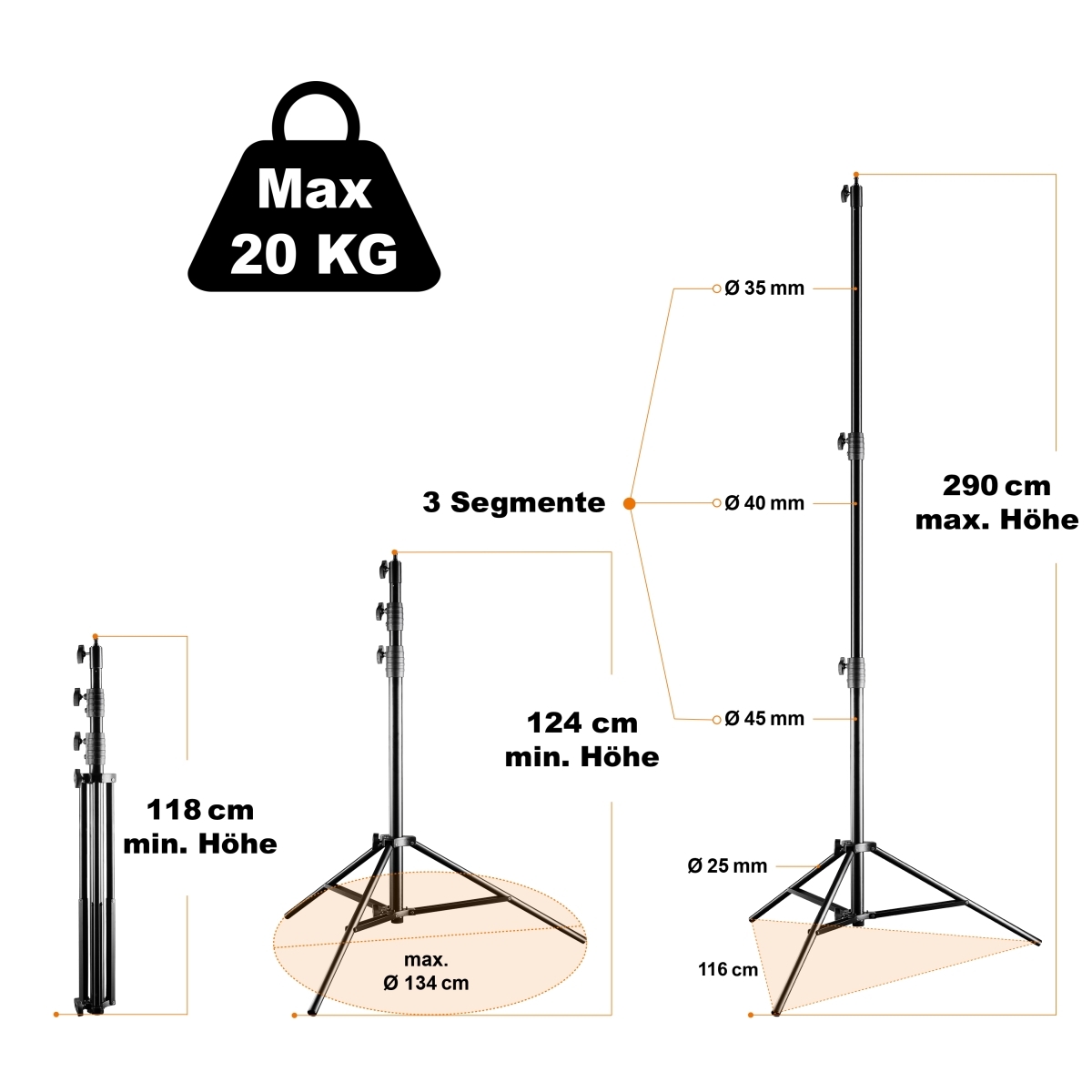 Walimex pro AIR Jumbo 290 Lampenstativ 290 cm