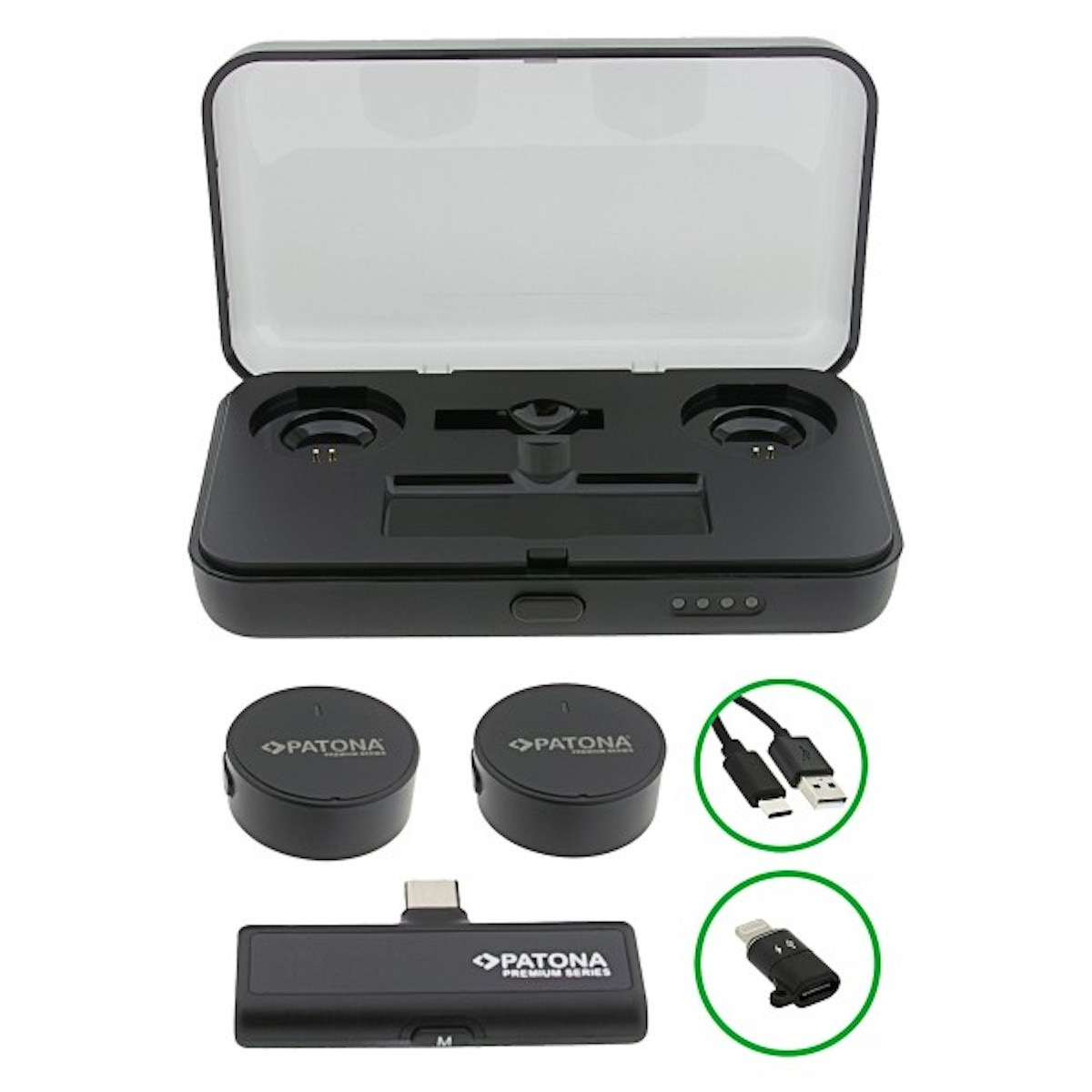 Patona Premium AI Lavalier-Mikrofone PTS-I91 mit Ladecase