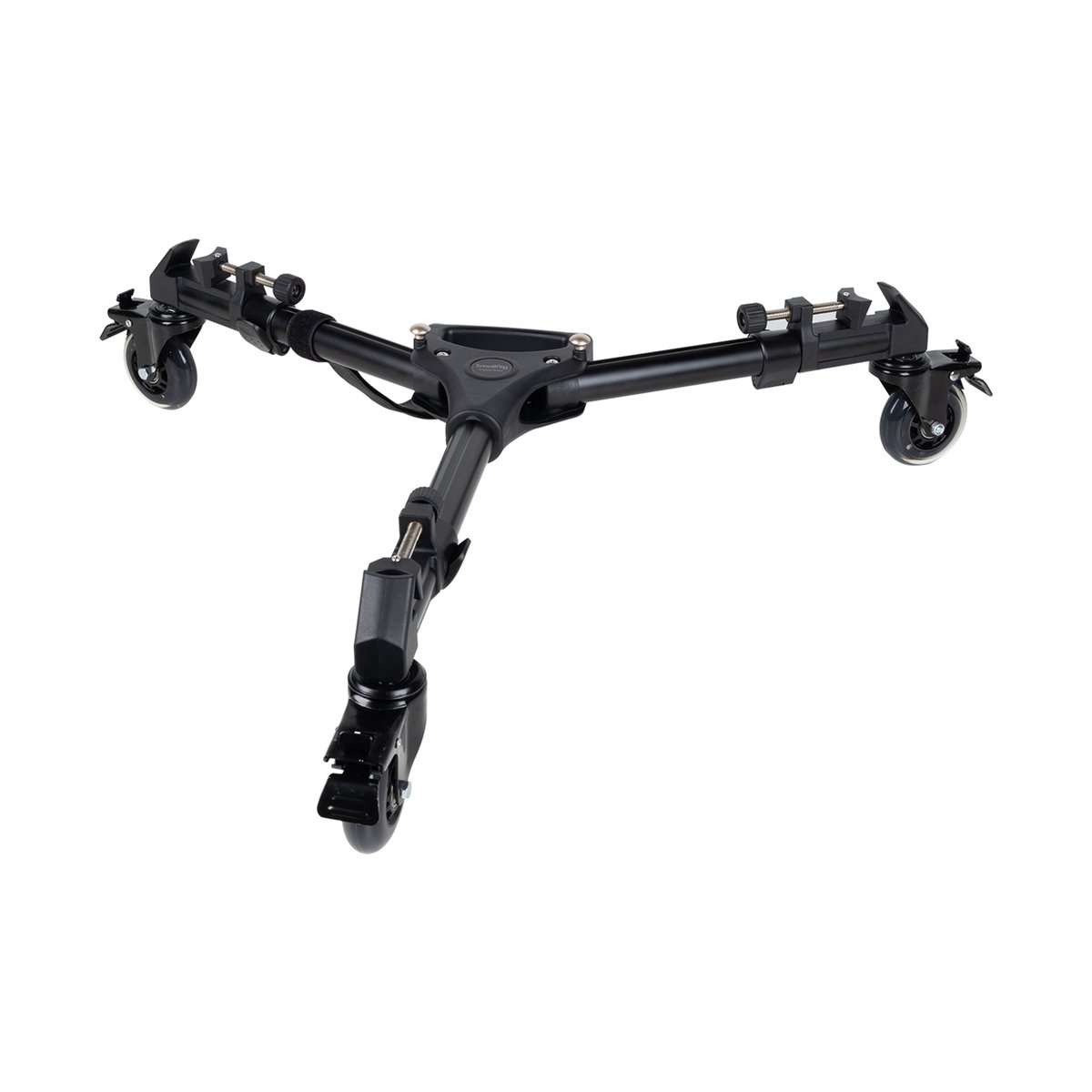 SmallRig 3986 Universal Tripod Dolly - Vollansicht: Schwarzer Stativ-Dolly mit drei Rollen.