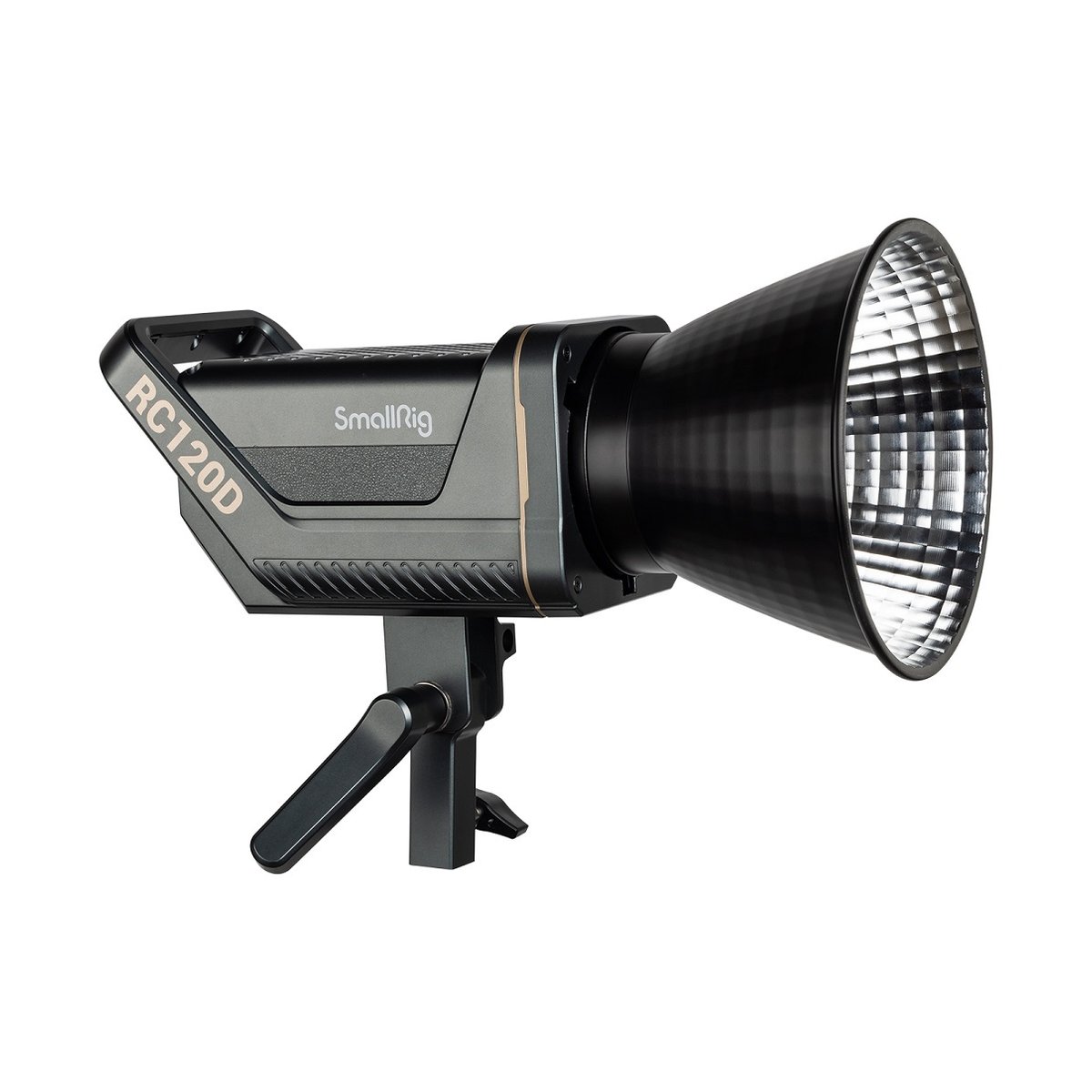 SmallRig 3612 RC 120D Tageslicht LED-Videoleuchte - Gesamtansicht der SmallRig RC120D LED-Leuchte mit montiertem Reflektor.