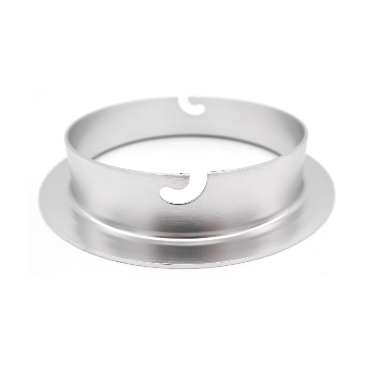 Caruba Softbox Adapter Ring Elinchrom 144,5mm - Produktansicht des silbernen Adapterrings mit Aussparungen