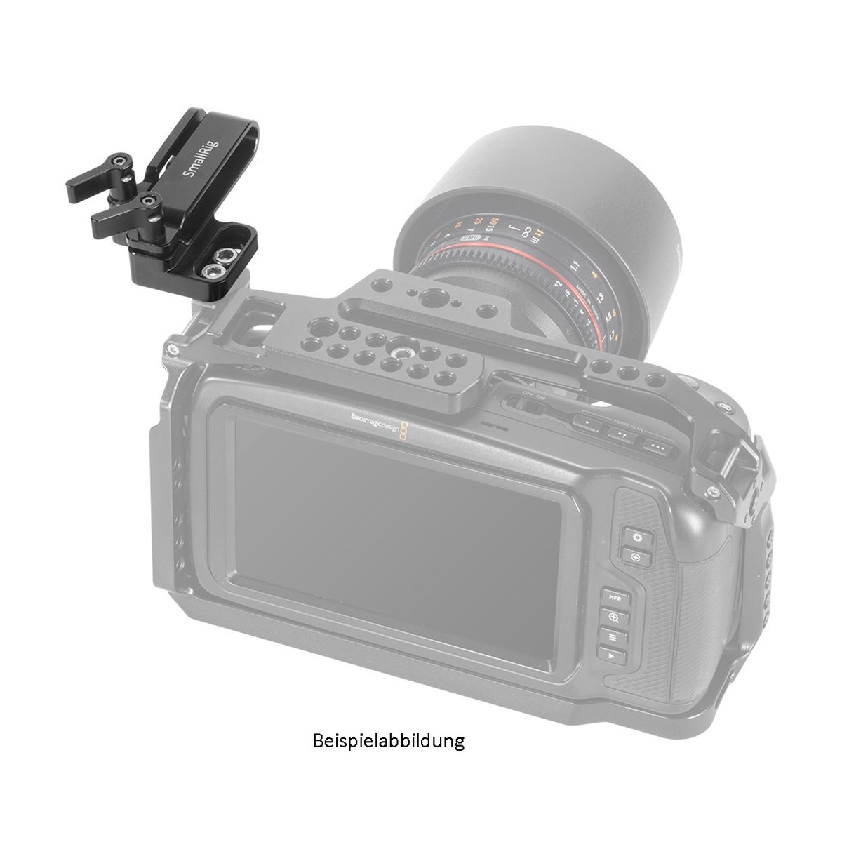 SmallRig 2245B Samsung T5 SSD Halterung für BMPCC 4K/6K und Z Cam - Anwendungsbeispiel SmallRig Top-Griff auf Kamerakäfig SmallRig 2245B Samsung T5 SSD Halterung für BMPCC 4K/6K und Z Cam - Anwendungsbeispiel SmallRig Top-Griff auf Kamerakäfig