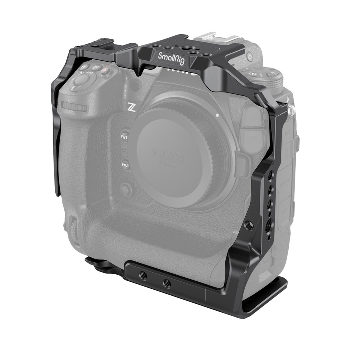 SmallRig 3195 Cage für Nikon Z9 - Anwendungsbeispiel: SmallRig Kamera-Cage auf Nikon Z Kamera, Vorderansicht