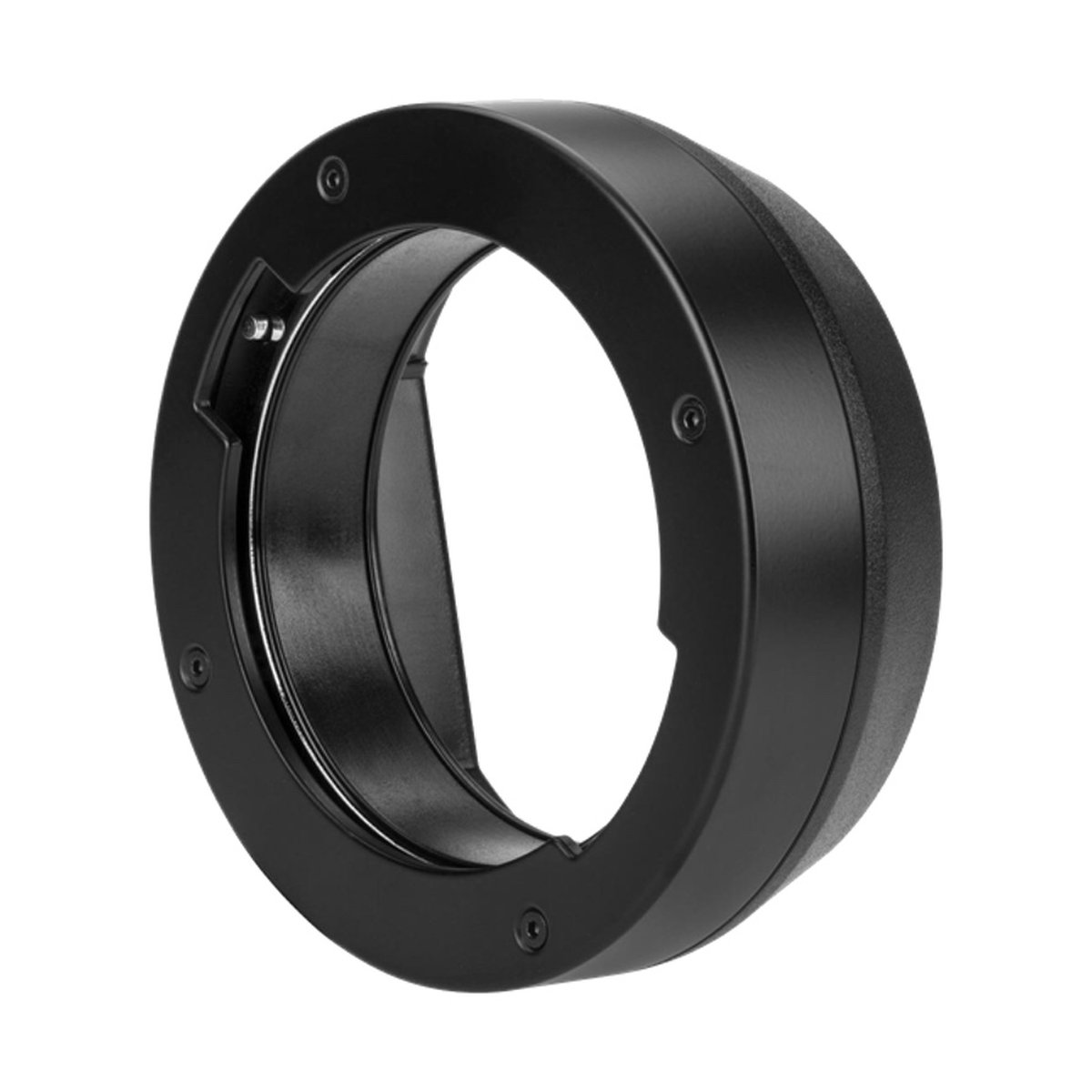 Godox Broncolor Halterung für AD400/300 PRO - Schwarzer, runder Objektivadapter in schräger Ansicht.