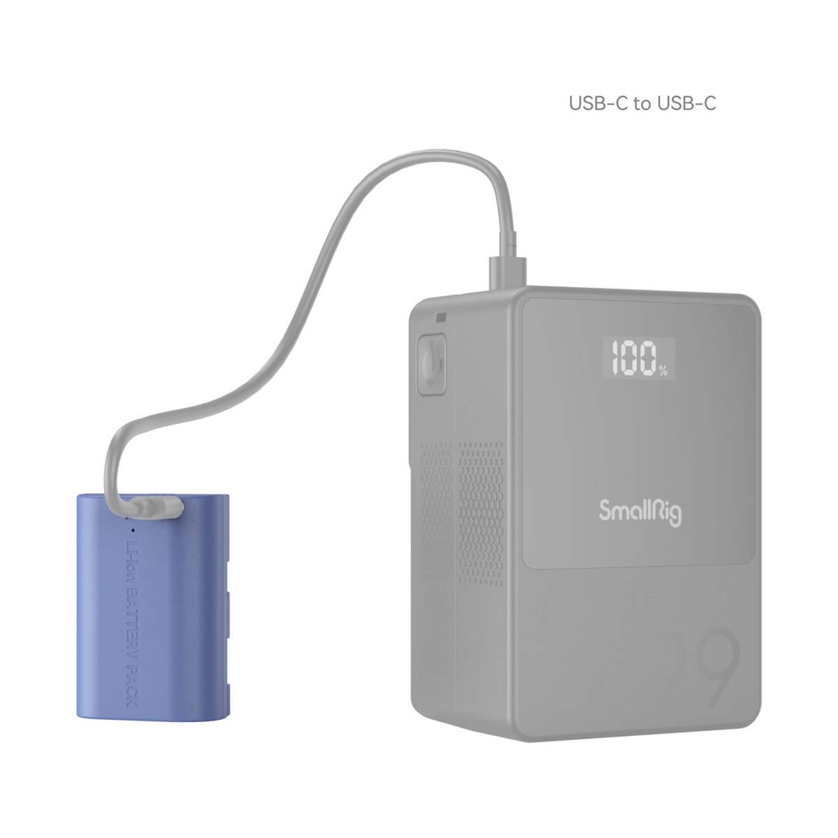 SmallRig 4264 LP-E6NH USB-C (Canon) aufladbare Kamerabatterie - Anwendungsbeispiel: SmallRig Powerbank lädt Li-ion Akku via USB-C.