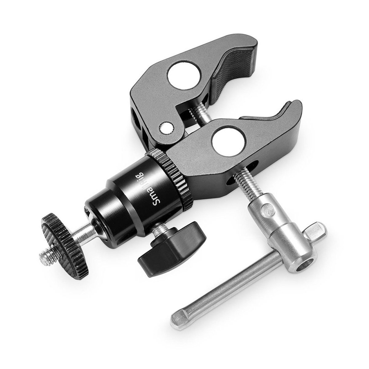 SmallRig 1124 Super Clamp Halterung mit 1/4" Schraube-Kugelkopf - Ansicht SmallRig Super Clamp mit Gewindeschraubenadapter