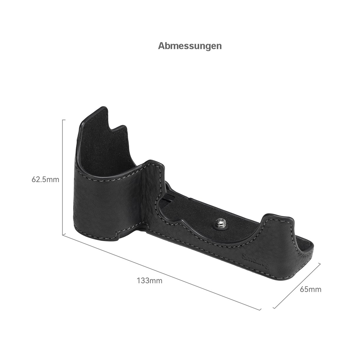 SmallRig 4232 Leather Case für Fujifilm X-S20 - Ansicht der Kamerahalbcase mit Bemaßungen