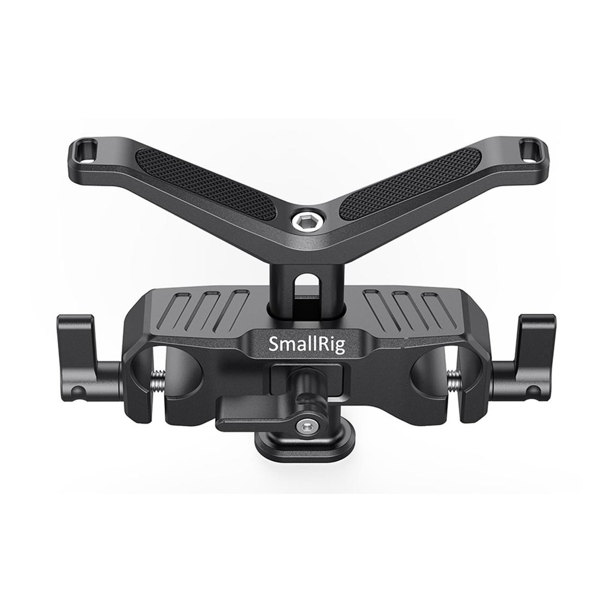 SmallRig BSL2680 LWS Universal Objektiv- Halterung 15 mm - SmallRig Mehrzweck-Klemme mit zwei Zubehörschuhen, Frontansicht.