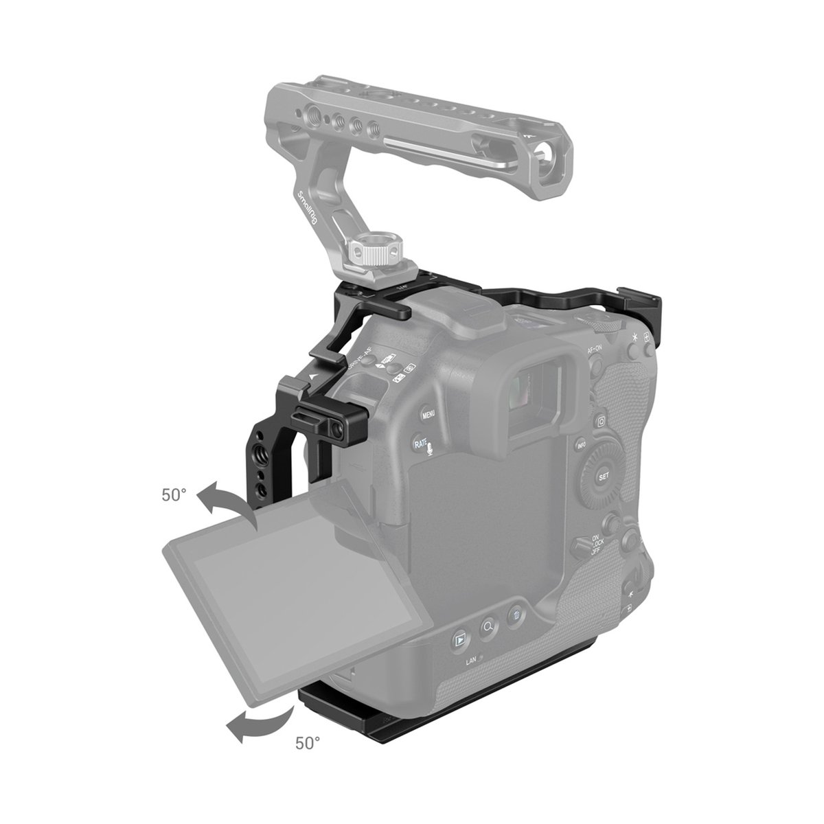 SmallRig 3884 Cage für Canon EOS R3 - Detailansicht Kamerakäfig mit 50° neigbarem Display SmallRig 3884 Cage für Canon EOS R3 - Detailansicht Kamerakäfig mit 50° neigbarem Display