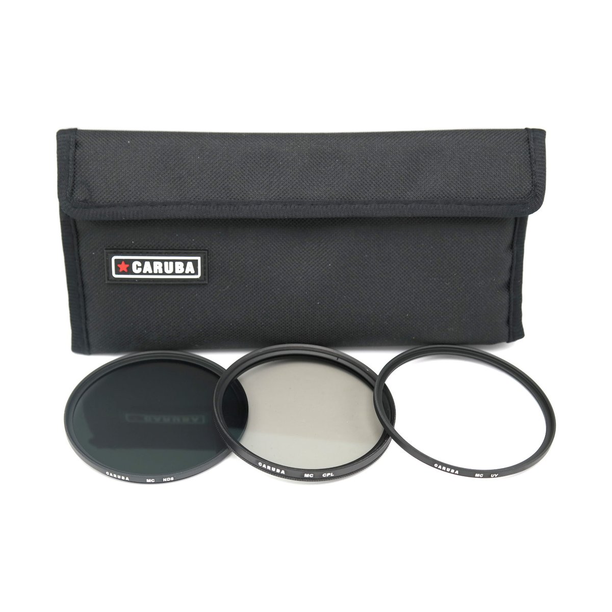 Caruba UV+CPL+ND8 Filter Set 49mm - Lieferumfang: Schwarze Caruba Filtertasche und 3 MC Kamerafilter (ND8, CPL, UV)