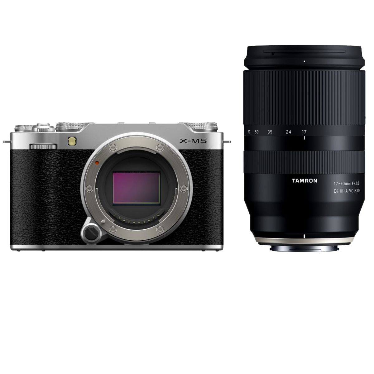 Fujifilm X-M5 Silber + Tamron 17-70 mm 1:2,8 DI III-A VC RXD Fuji X