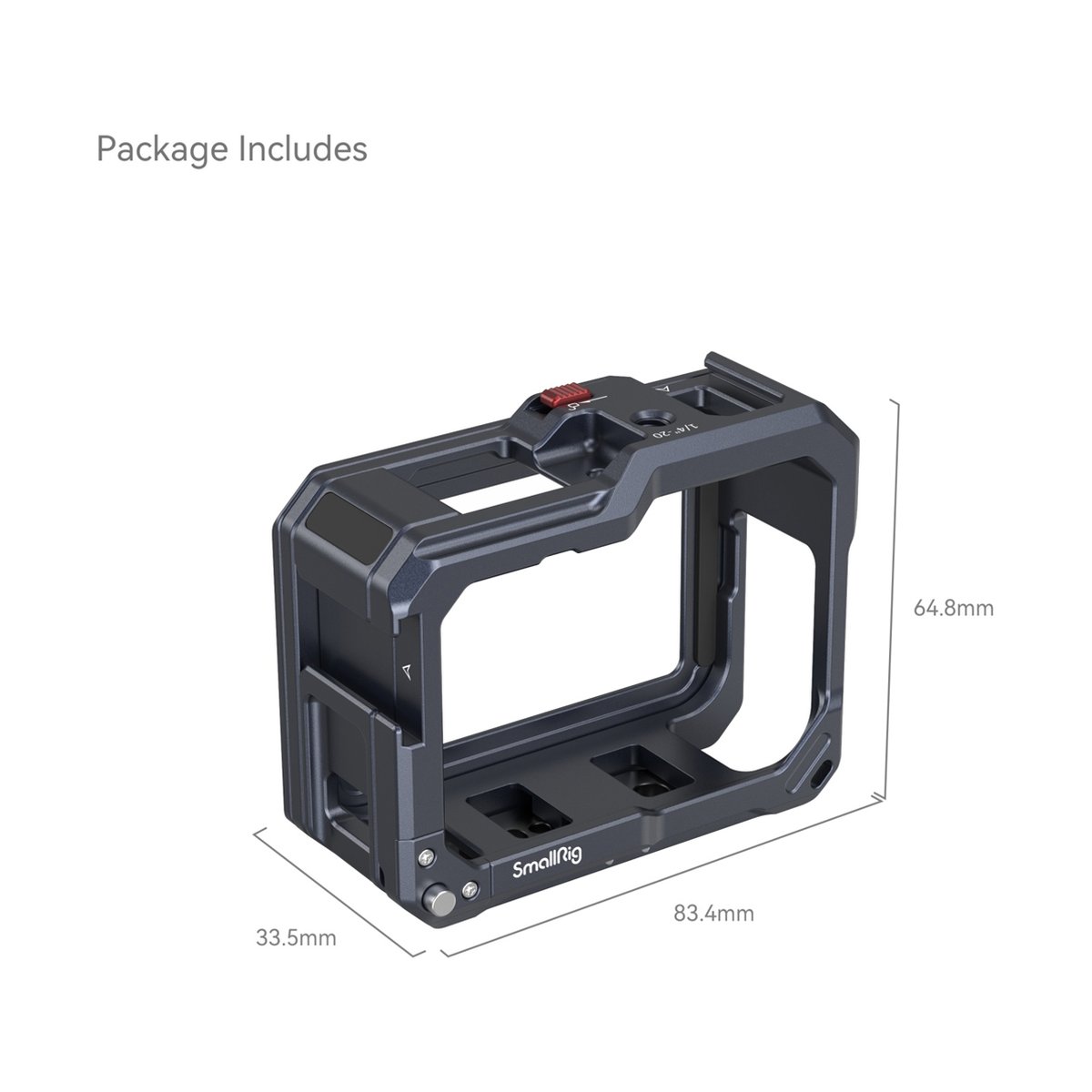 SmallRig 3084C Cage für GoPro Hero 13 / 12 / 11 / 10 / 9 Black - Lieferumfang: Kamera-Cage mit Maßen.