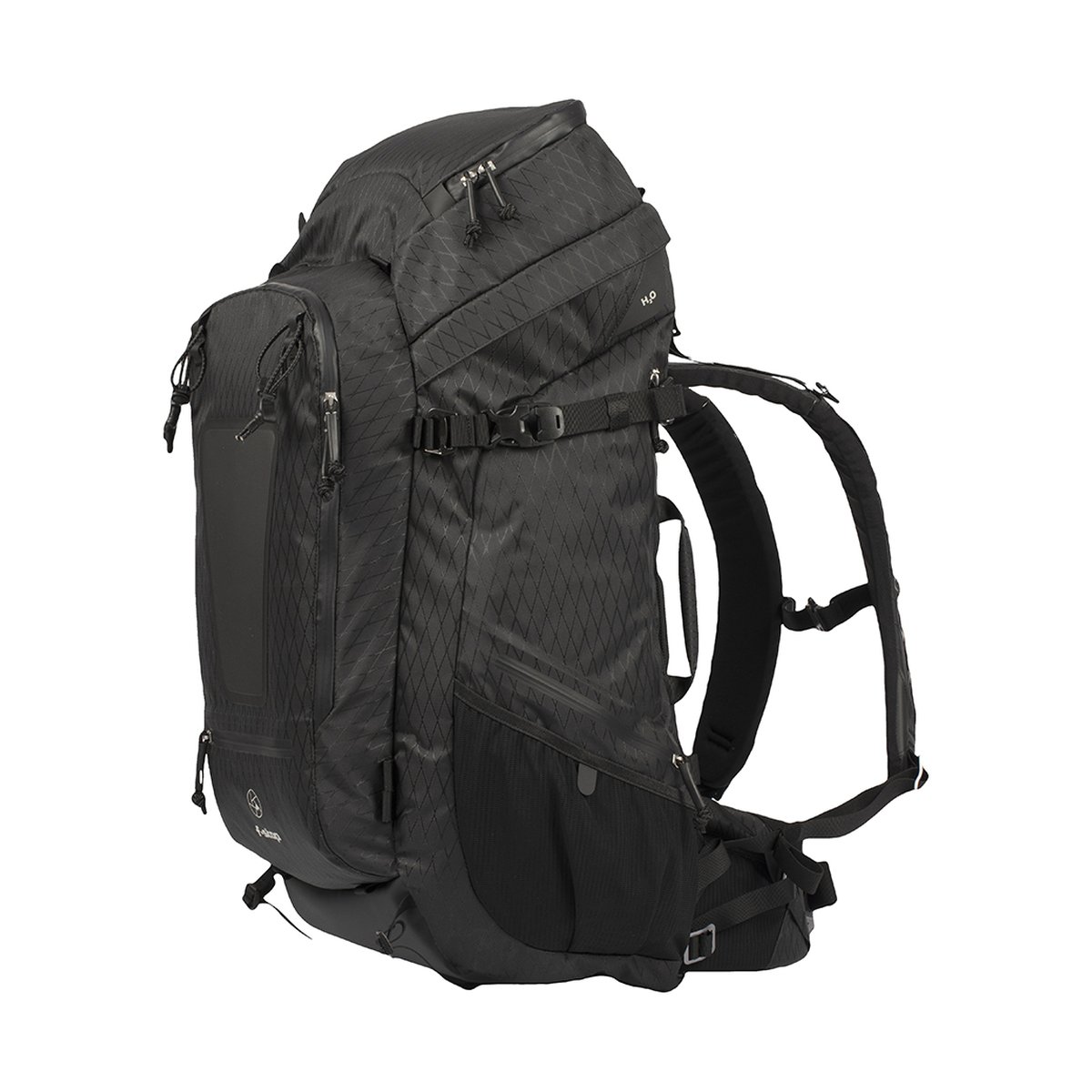 F-Stop DuraDiamond Shinn - Anthrazit - Rechte Seitenansicht des schwarzen Rucksacks mit Reißverschluss- und Netzfächern F-Stop DuraDiamond Shinn - Anthrazit - Rechte Seitenansicht des schwarzen Rucksacks mit Reißverschluss- und Netzfächern