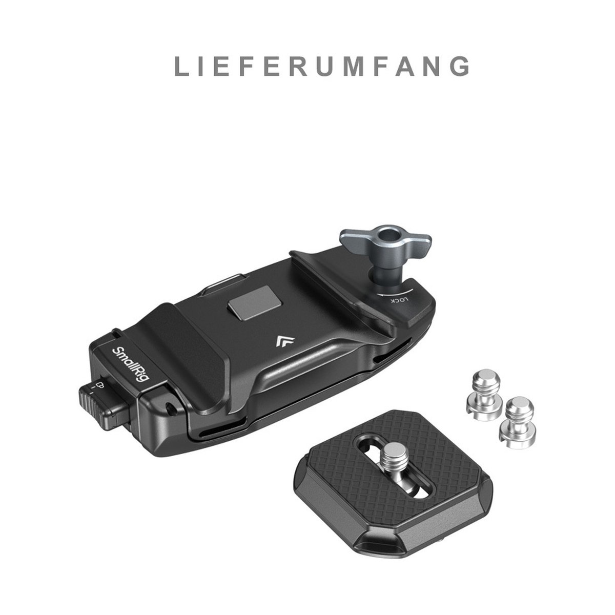 SmallRig 5053 Camera Clip mit QR Mount Plate Kit - Lieferumfang des SmallRig Schnellwechselplatten-Kits mit Schrauben