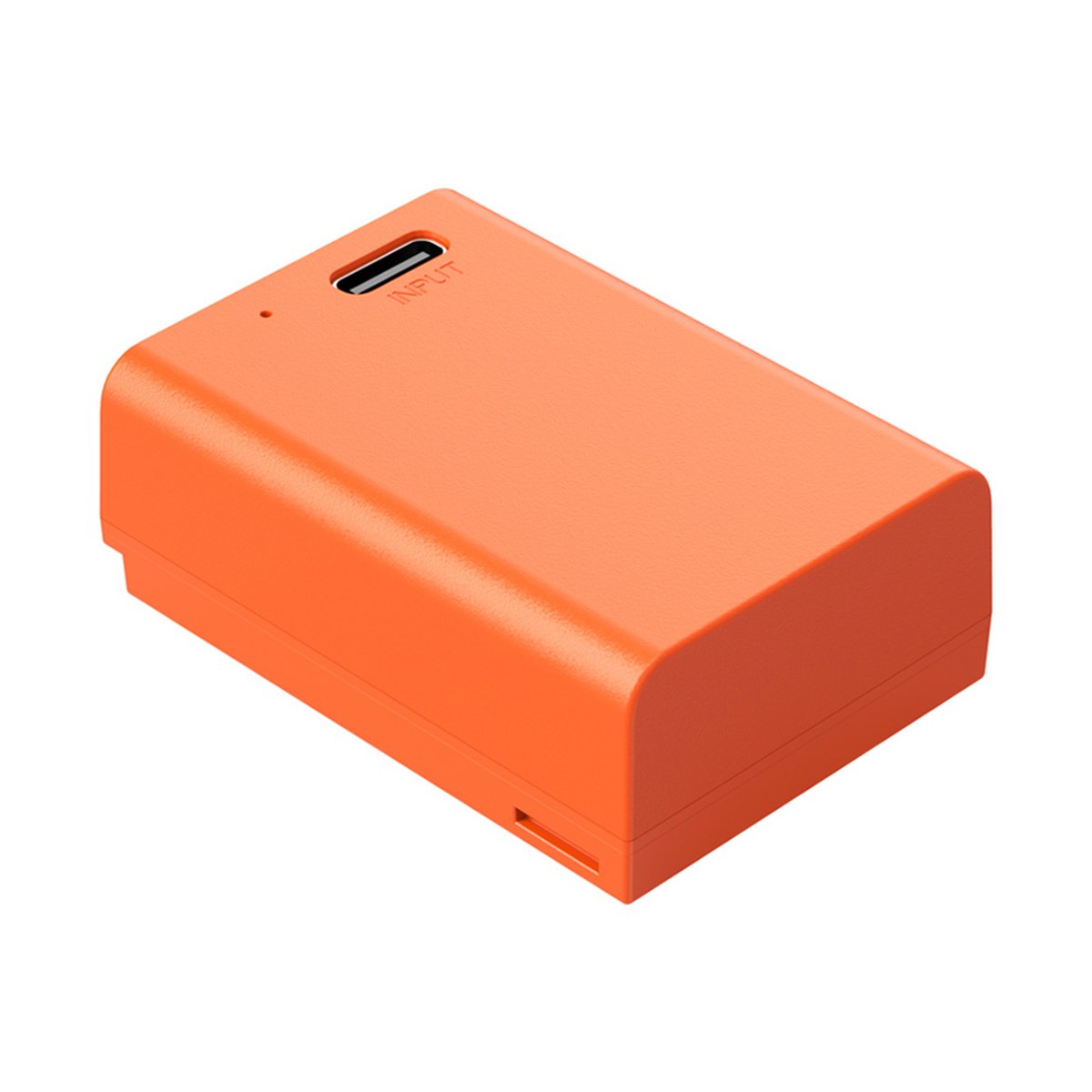 SmallRig 4967 EN-EL25 USB-C Rechargeable Camera Battery (Orange) - Detailansicht orangefarbener Akku mit INPUT USB-C Anschluss