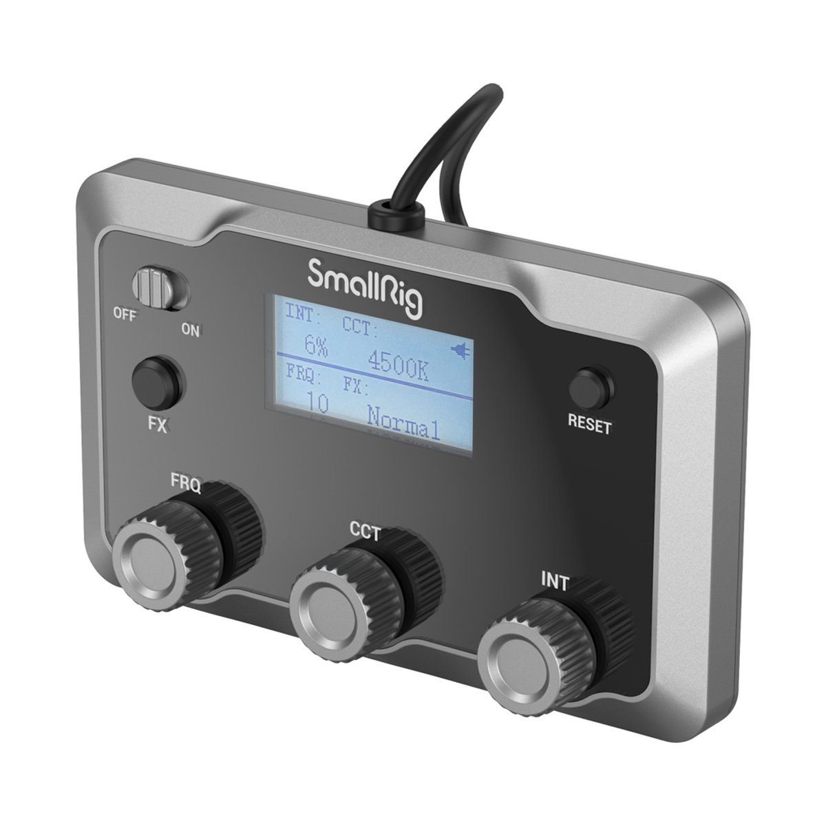 SmallRig 3980 Bedienfeld COB LED- Videoleuchte - Detailansicht: Bedienfeld der SmallRig Steuerung mit beleuchtetem Display, Reglern und Tasten SmallRig 3980 Bedienfeld COB LED- Videoleuchte - Detailansicht: Bedienfeld der SmallRig Steuerung mit beleuchtetem Display, Reglern und Tasten