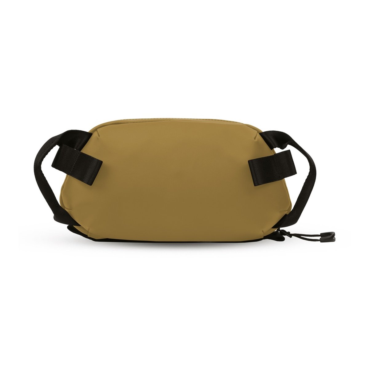 WANDRD Tech Bag Medium Dallol Yellow - Rückansicht: beige Bauchtasche mit schwarzen Trägern und Kordelzug