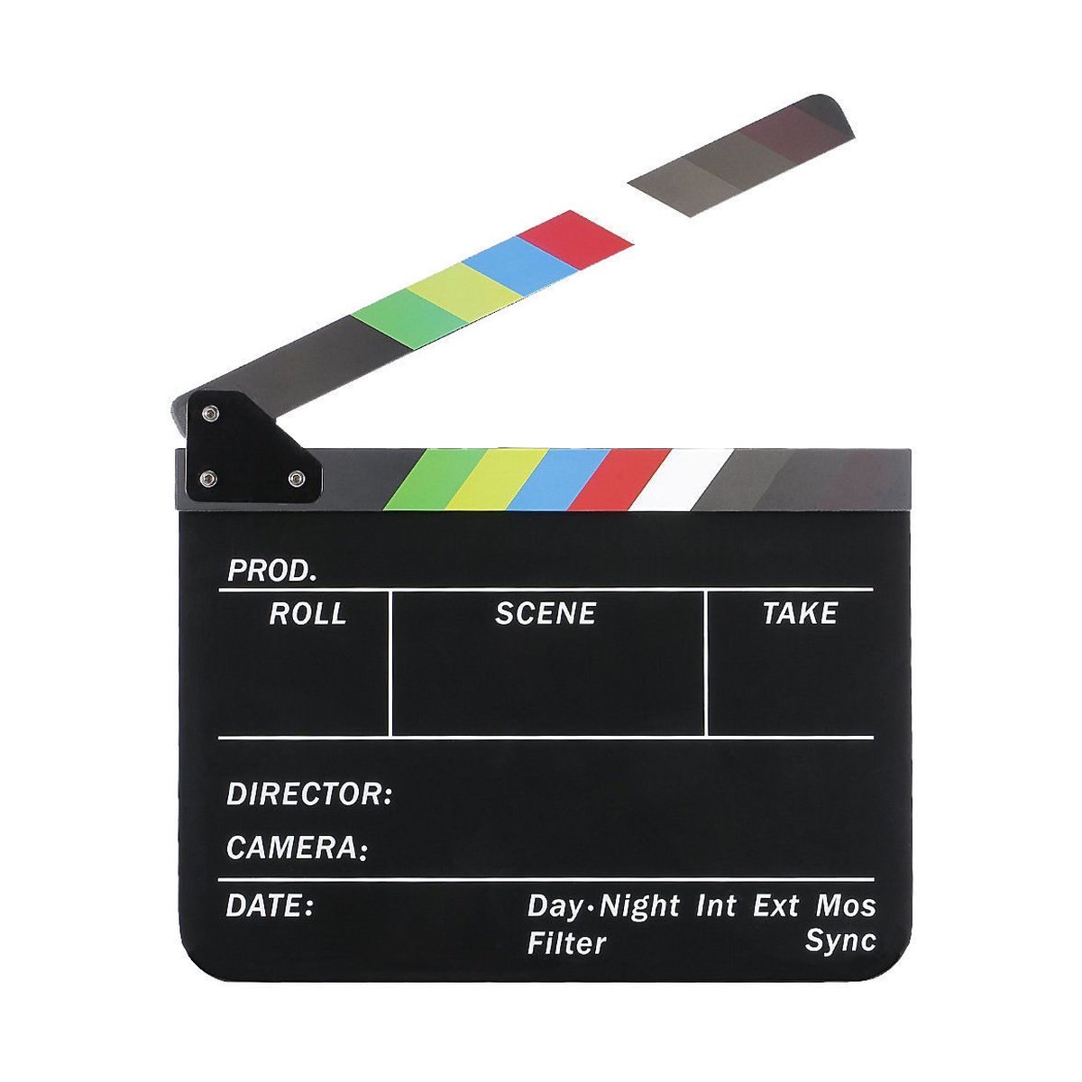 Caruba Professional Director Clapper Schwarz/Farbe (Kreide) - Filmklappe Frontansicht offen