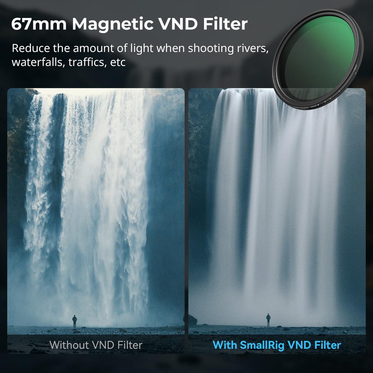 SmallRig 4726 5-in-1 Attachable Filter Kit VND 2-32 & CPL & 1/4 Effect Black Mist (67mm)