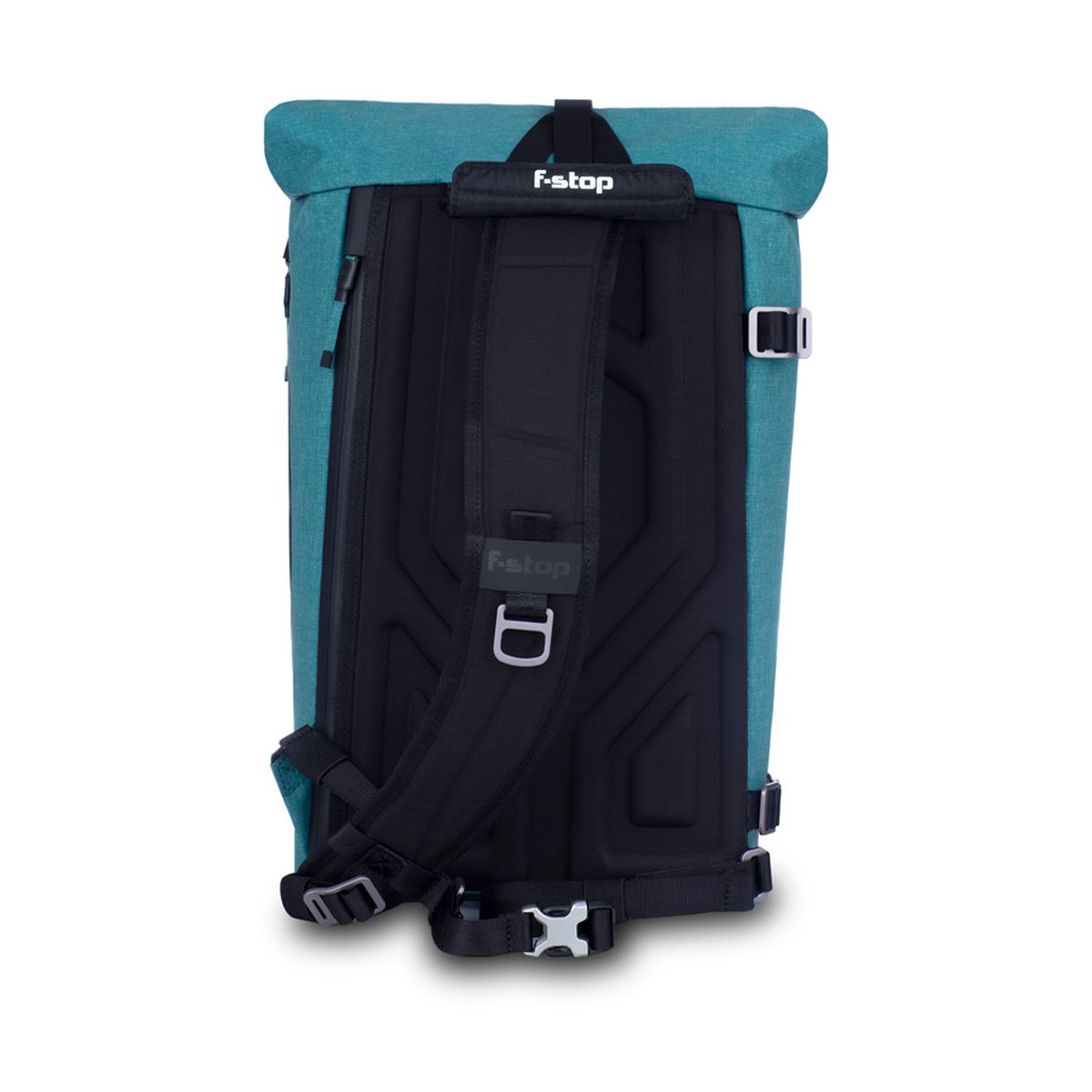 F-Stop DYOTA 11 North Sea (türkis) - Rückansicht des türkisfarbenen F-stop Rucksacks mit Gurtsystem.