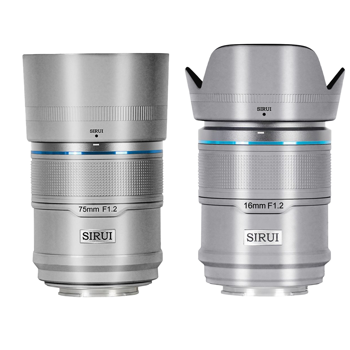 Sirui 16 mm + 75 mm 1:1,2 Sniper AF Kit Sony E-Mount Silber Metall 