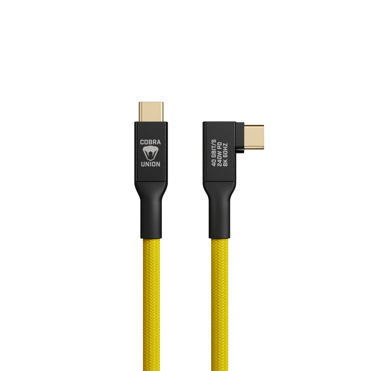 CobraTether USB-C Kabel 0,3 m 40 Gbit/s Gelb, abgewinkelt