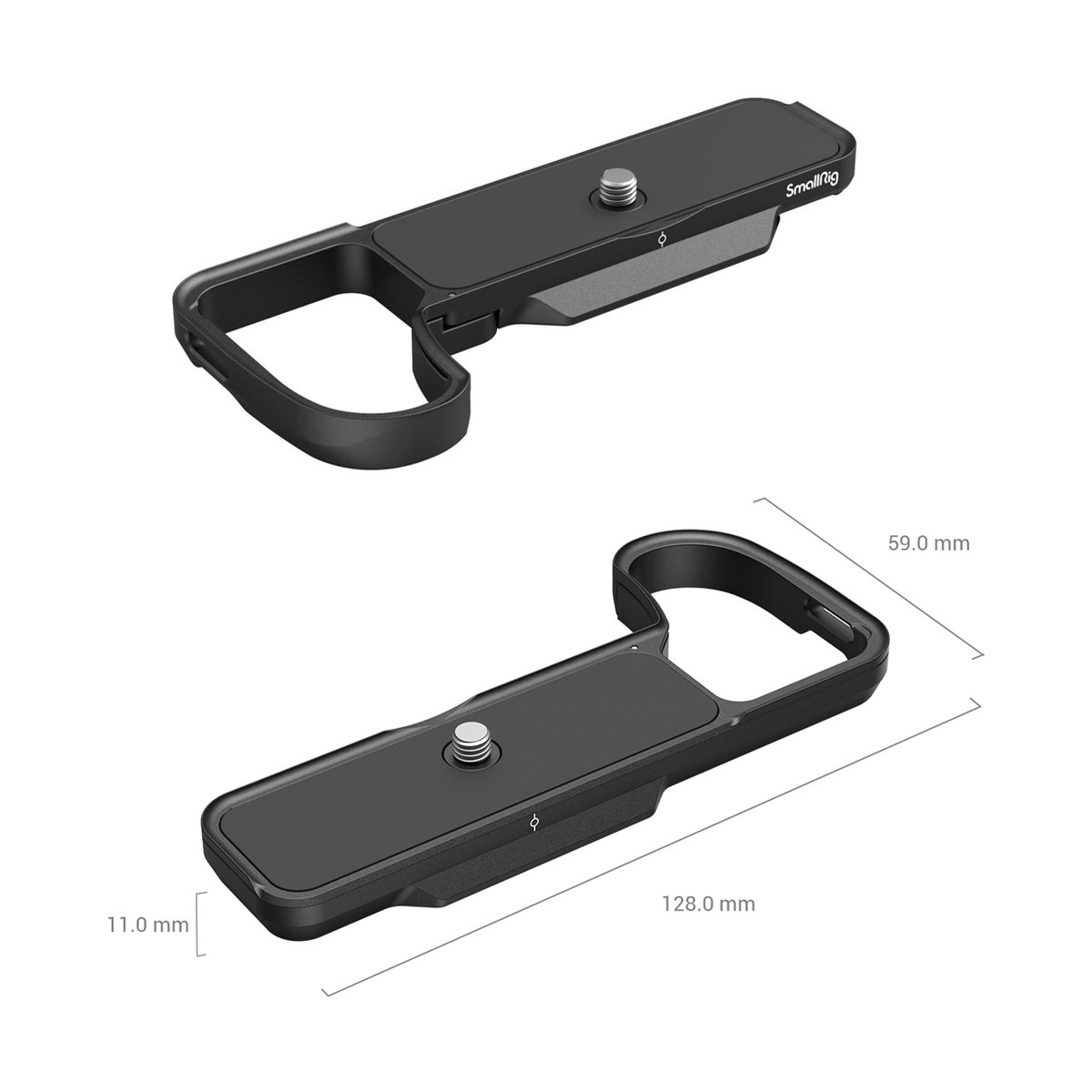 SmallRig 3857 Grundplatte für Nikon Z 30 - Produktansicht der Kamera-Bodenplatte mit Handgriff und Maßen.