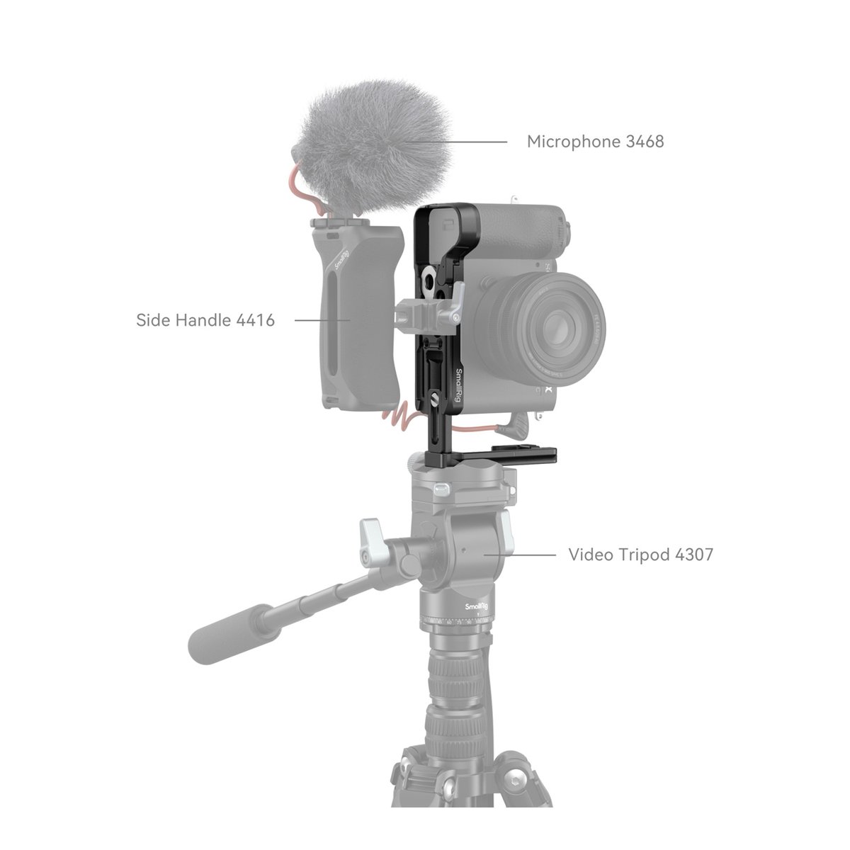 SmallRig 4569 L-Bracket für Sony Alpha 7C II/Alpha 7CR - Anwendungsbeispiel: Kamera-Setup mit Mikrofon, Griff und Stativ