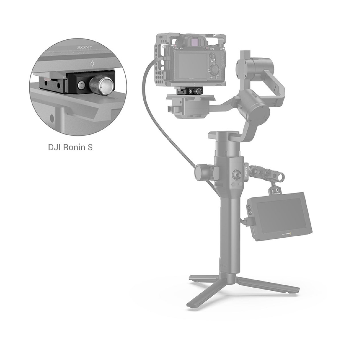 SmallRig 2506 Arca-Type QR Clamp für DJI Ronin S/SC, Zhiyun Cran-W Serie - Detailansicht: Adapter für Kamera an DJI Ronin S SmallRig 2506 Arca-Type QR Clamp für DJI Ronin S/SC, Zhiyun Cran-W Serie - Detailansicht: Adapter für Kamera an DJI Ronin S
