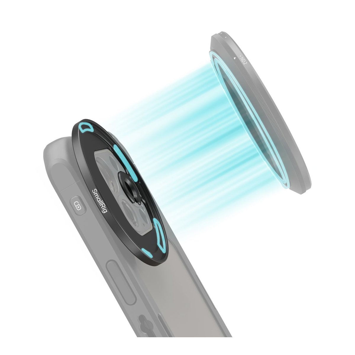 SmallRig 4587 Attachable Filter Adapter (M-Mount) 67 mm - Anwendungsbeispiel: Magnetische Anbringung des Filters am Telefon-Adapter.