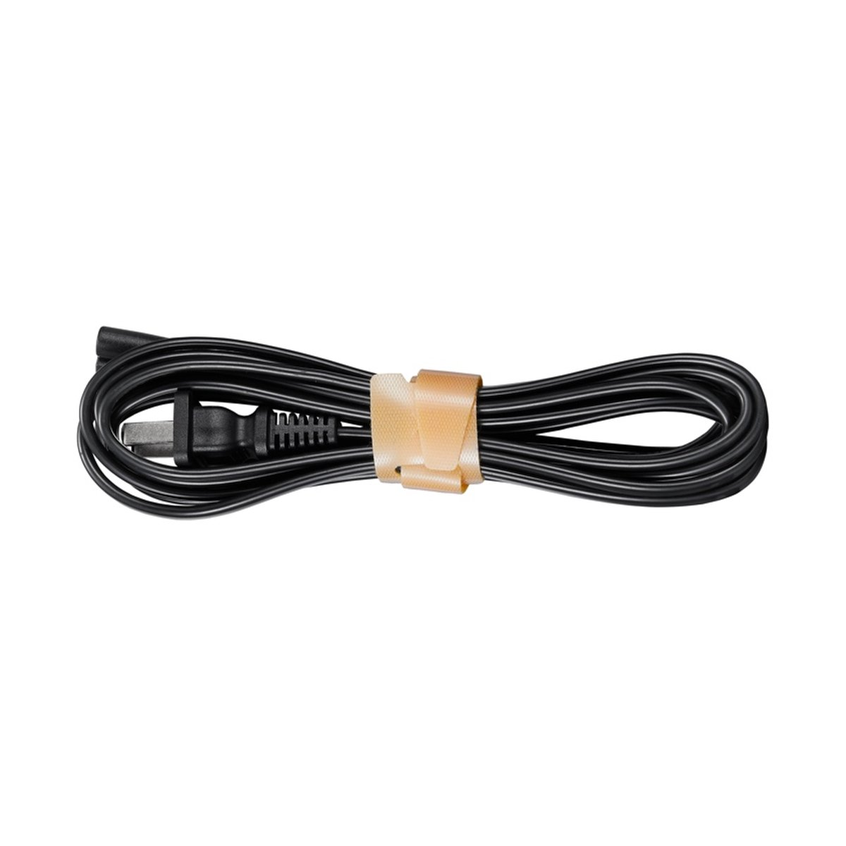 Godox LDX100R Panel Light RGBWW - Detailansicht: Gefaltetes schwarzes Netzkabel mit Stecker und Klettband.