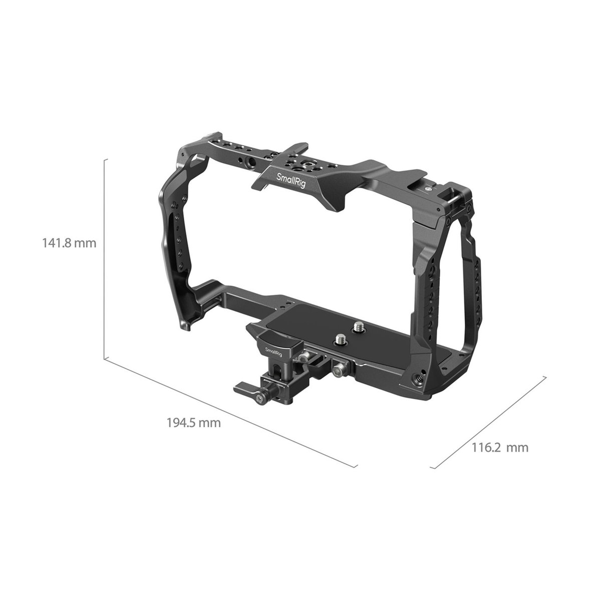 SmallRig 4785 Camera Cage f. BMCC 6K (Vollformat) - Produktmaße des SmallRig Kamera-Cages: 194.5 x 141.8 x 116.2 mm