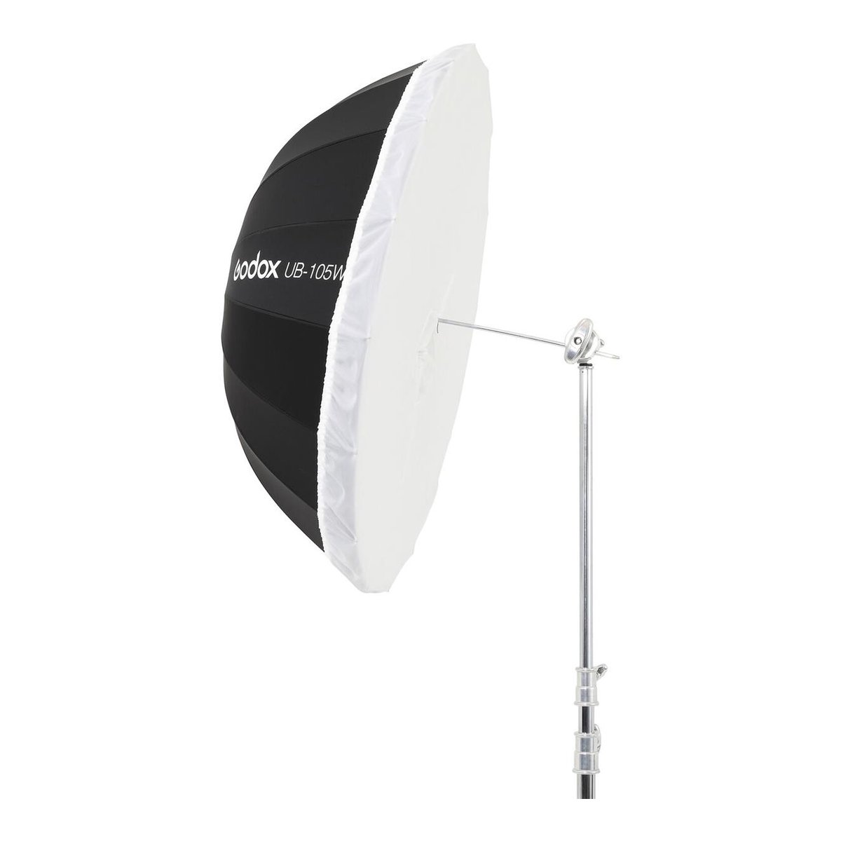Godox 105cm Transparent Diffuser for Parabolic Umbrella - Produktansicht: Godox UB-105W Schirm-Softbox am Stativ