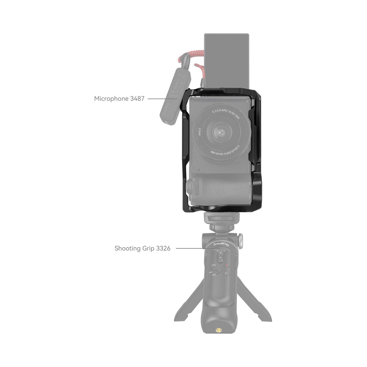 SmallRig 4336 Cage Kit für Sony Alpha 6700 - Anwendungsbeispiel des Kamera-Setups mit Mikrofon und Shooting Grip