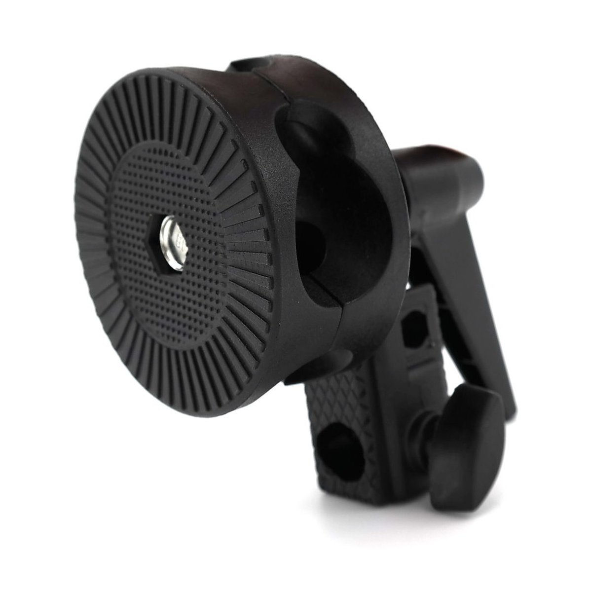 Caruba-Halterung für Reflektorarm (spigot > Arm) - Detailansicht Kamerahalterung mit Montageplatte und Klemmmechanismus Caruba-Halterung für Reflektorarm (spigot > Arm) - Detailansicht Kamerahalterung mit Montageplatte und Klemmmechanismus