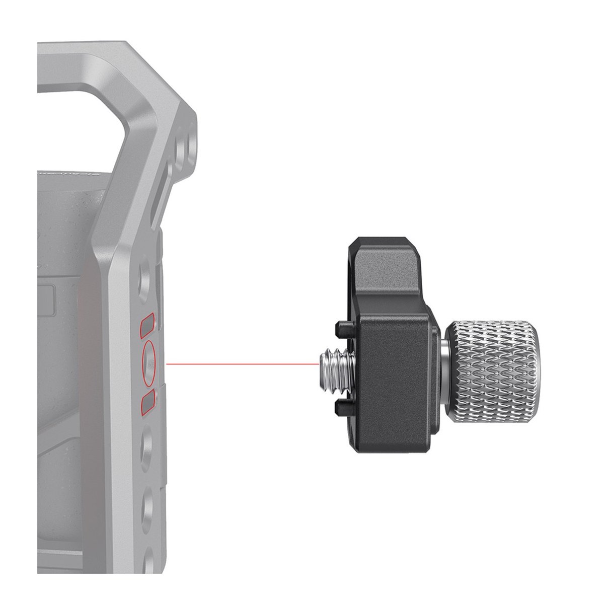 SmallRig 3000 HDMI Kabelklemme für Sony Alpha 7S III Cage - Anwendungsbeispiel: Befestigung des Zubehörs per Schraube an den Kamerakäfig