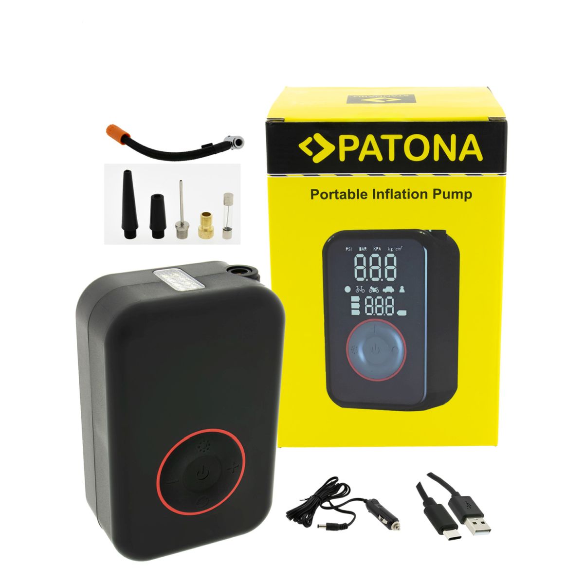 PATONA elektrische Luftpumpe 10.3bar 150PSI tragbarer Akku Kompressor