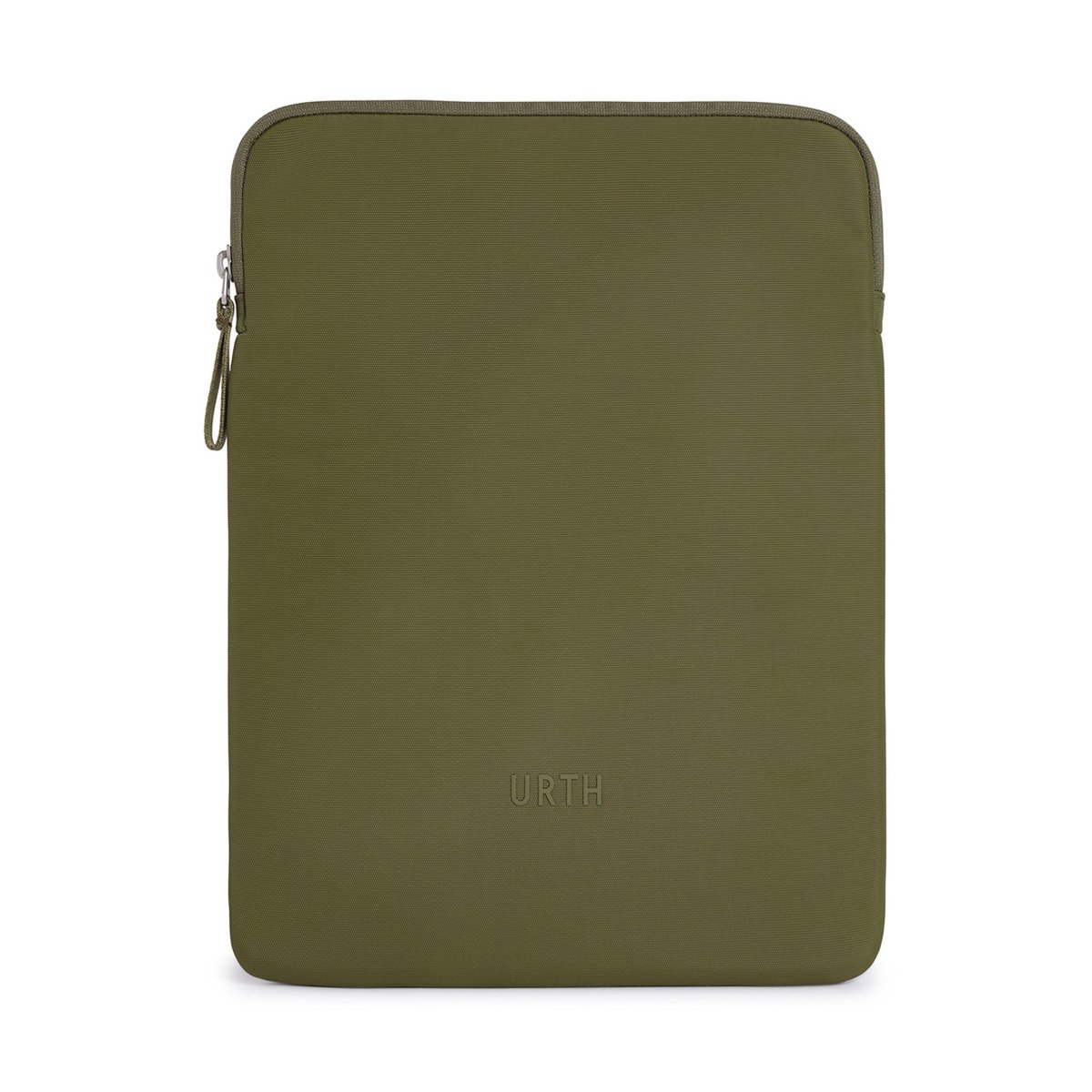 Urth Naos 13/14" Laptoptasche (Grün) - Frontansicht der Urth Laptophülle in Olivgrün.