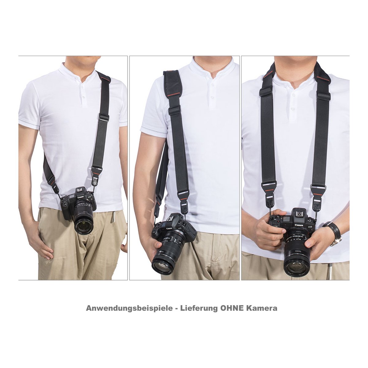 SmallRig 2428 Camera Shoulder Strap - Anwendungsbeispiele des Kameragurts am Mann