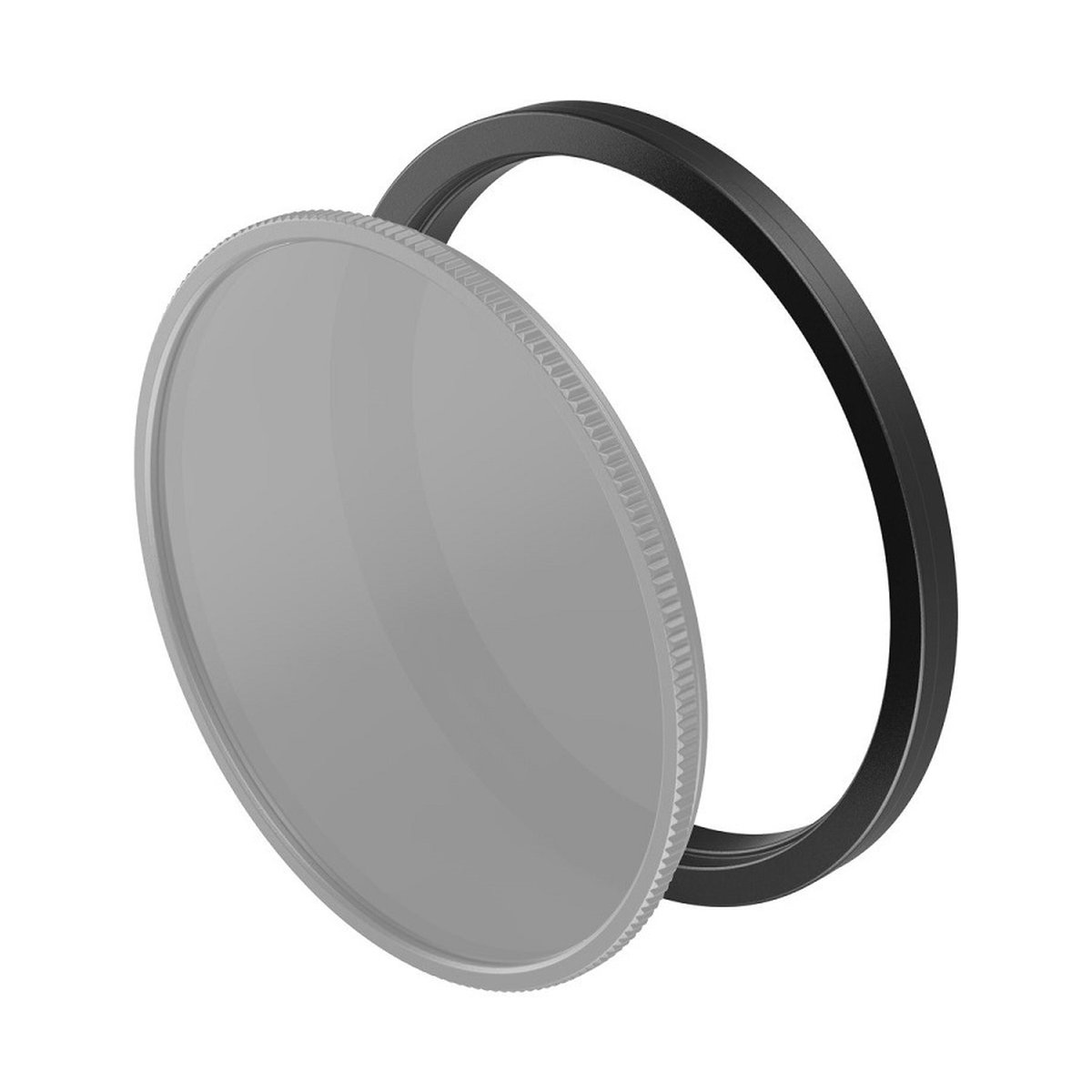 SmallRig 3383 Adapter Ring Kit - Detailansicht: Grau getönter Filter und separater schwarzer Adapterring