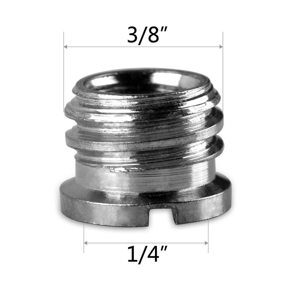 SmallRig 1610 Schraubenadapter 1/4" auf 3,8" (VE=5 Stück) - Maßansicht Gewindeadapter mit 3/8 Zoll Gewindelänge und 1/4 Zoll Basisdurchmesser