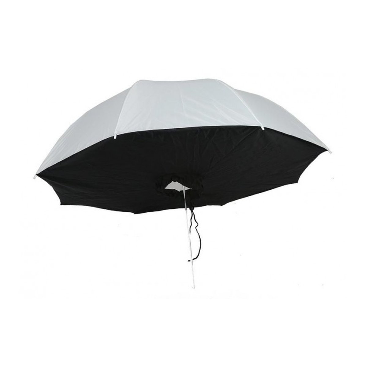 Godox 84cm Transparent Umbrella Box - Frontansicht: Geöffneter Fotoreflexschirm, weiß außen, schwarz innen