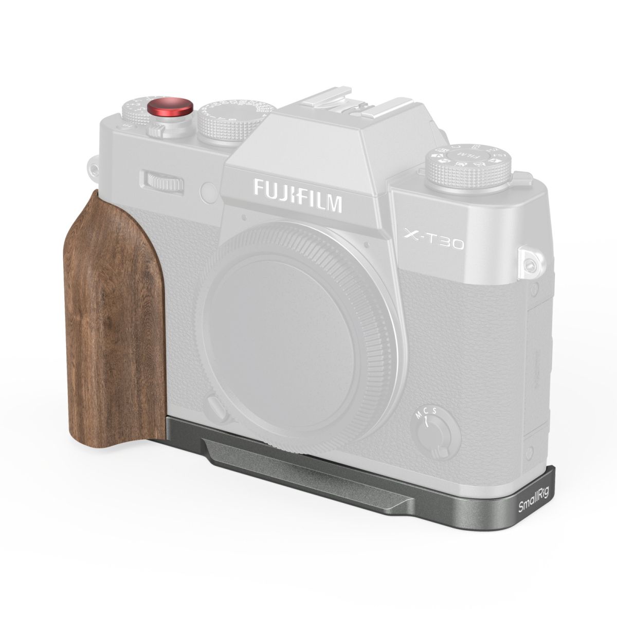 SmallRig 5668 L-förmige Montageplatte mit Holzgriff für FUJIFILM X-T30 / X-T30 II / X-T30 III Charcoal Silber