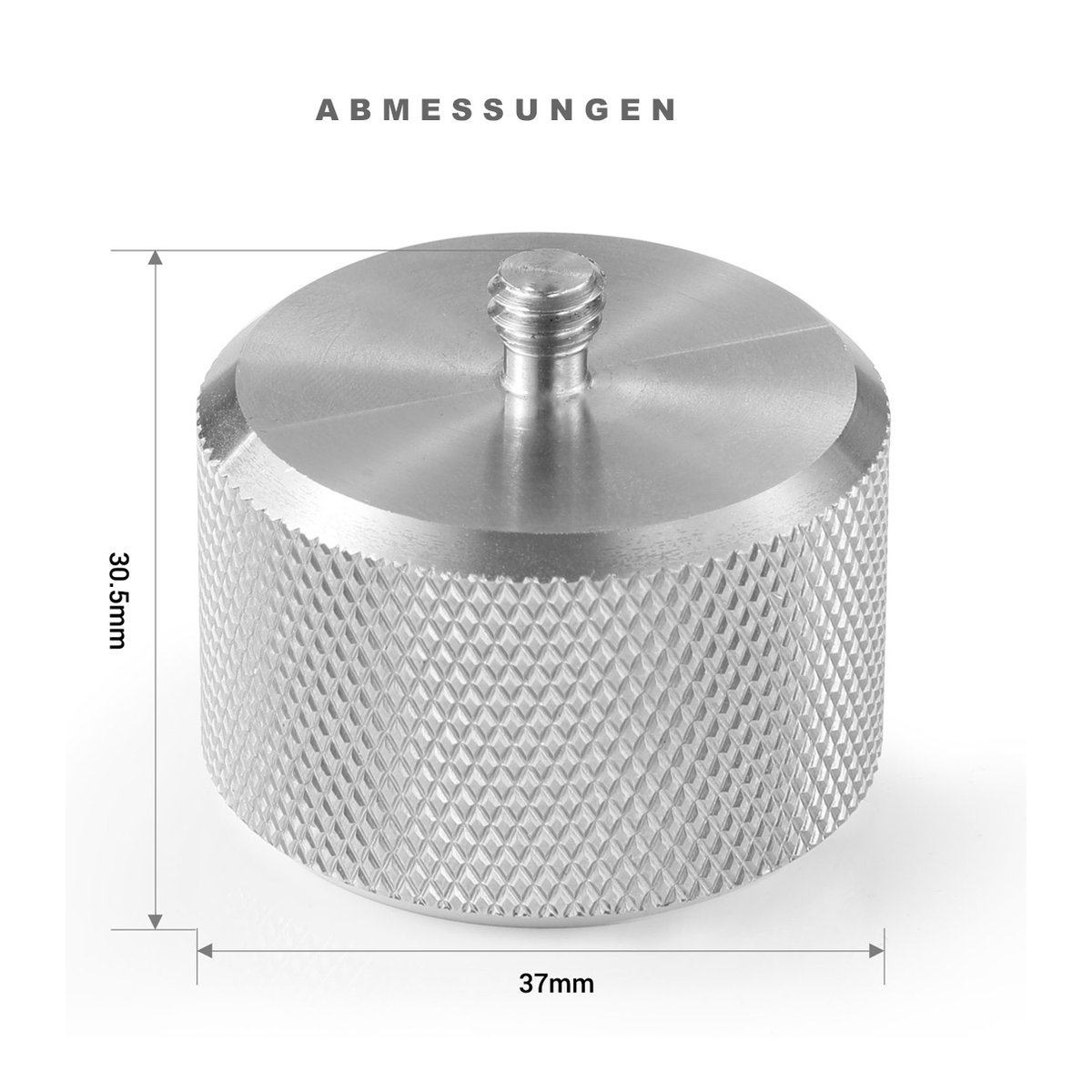SmallRig 2285 Gegengewicht 200 g für Ronin S und Zhiyun Gimbal 2285 - ABMESSUNGEN: Silberner Rändeladapter mit Schraubgewinde, beschriftet mit 30.5mm Höhe und 37mm Durchmesser.